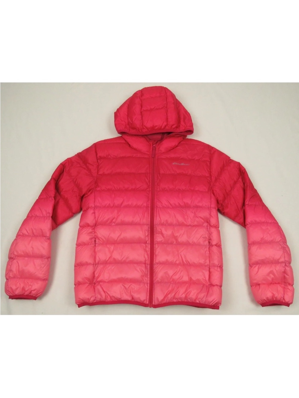 Eddie Bauer Down Quilted Girls Youth Hooded Full Zip Puffer Coat Jacket XL